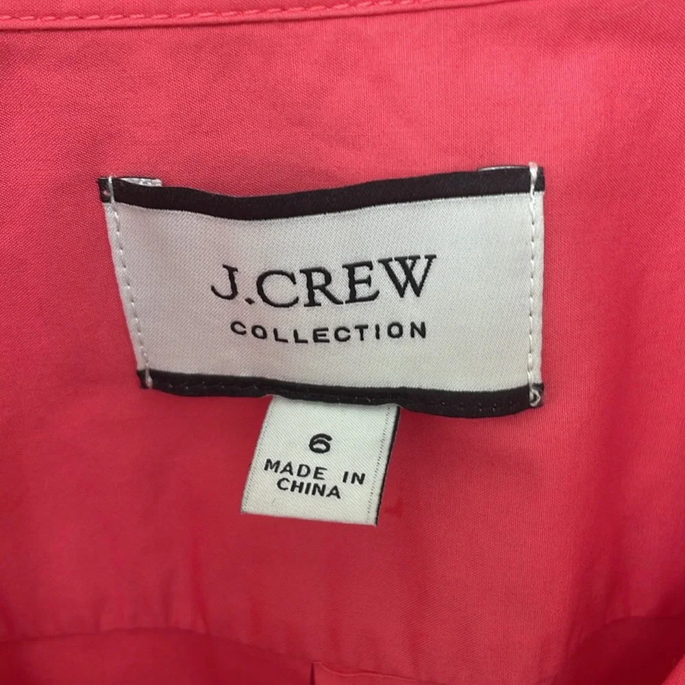 J. Crew Collection top Feather Cuff Trim Cotton Poplin Button Up Down Blouse - Picture 3 of 8